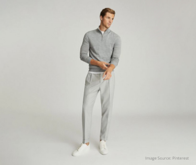 Light Grey Pleated Duca Pants in Wool Silk Linen | SUITSUPPLY US